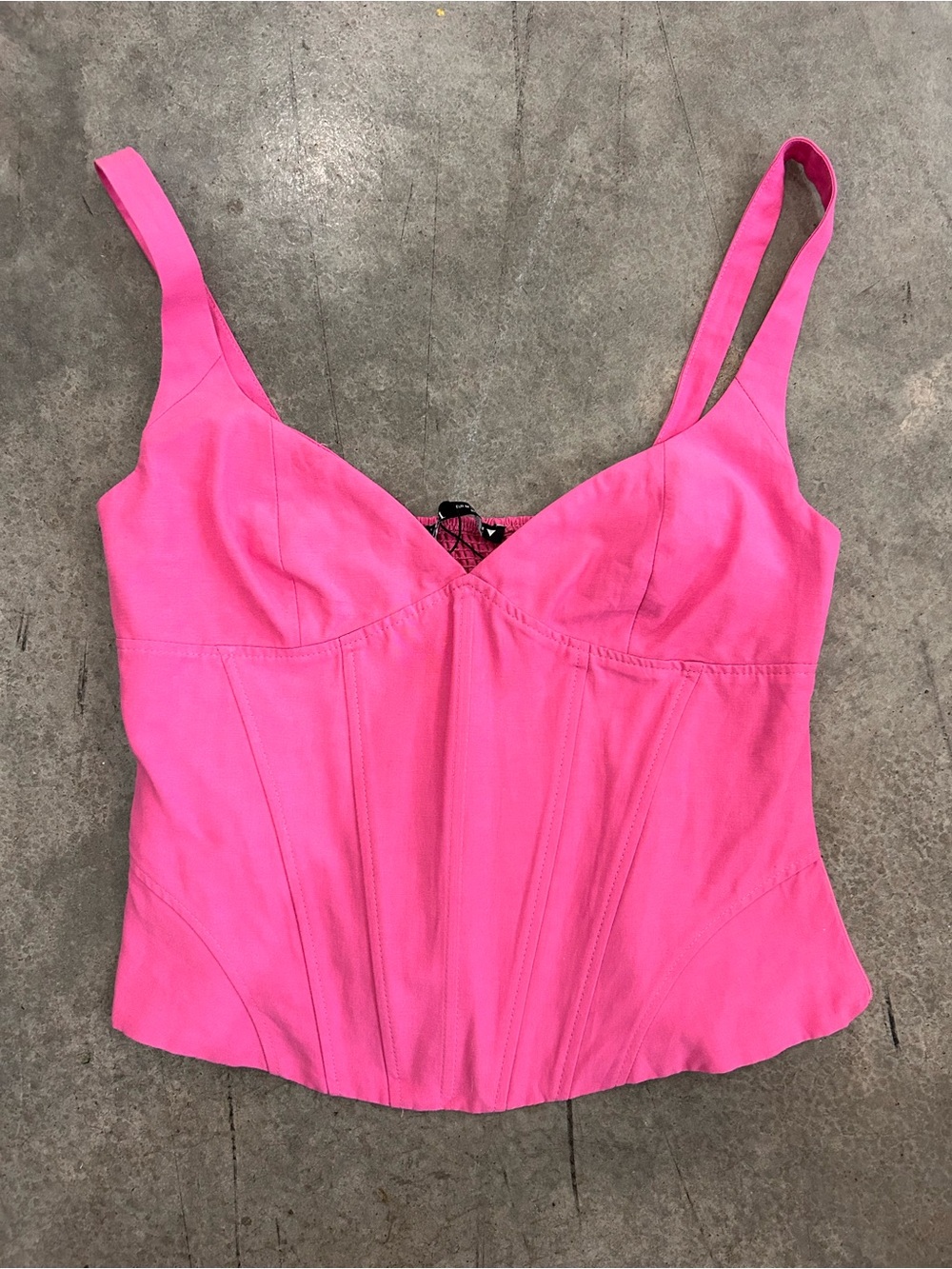 Zara Bright Pink Bustier-Style Camisole NWT Broken Zipper Pull
